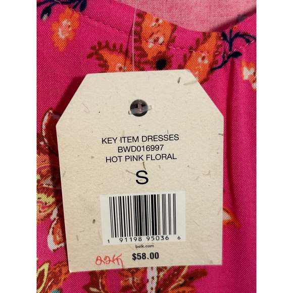 Wonderly Women’s Hot Pink Floral Paisley Double Slit Maxi Tank Dress S - Picture 7 of 14